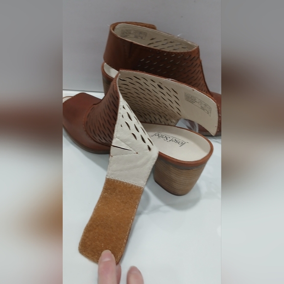 NWT 🔥 Joseph Seibel Leather Brown Peep-Toe Heeled Sandals Size 37 EU NEW IN BOX - Picture 16 of 16
